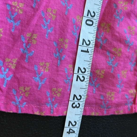 Cleobella Amari Blouse Ditzy Mix Block Print Pink Organic Cotton Balloon Sleeve - Picture 11 of 12